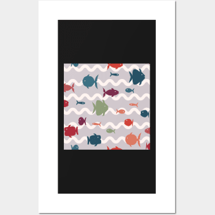 Fish galore in silver ocean Posters and Art